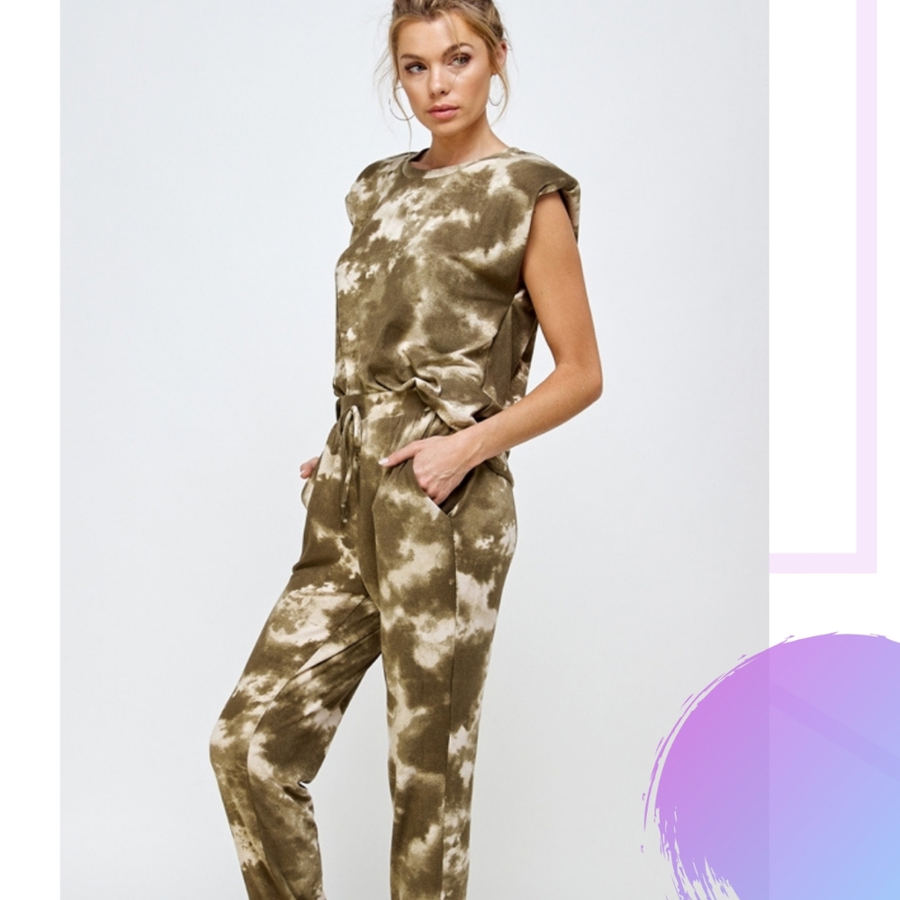 Olive Tie Dye Jogger Set